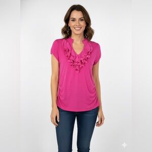 Heart Soul Fuchsia Ruffled Blouse
